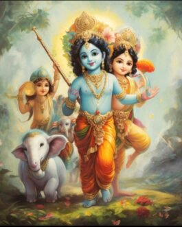 Radha Krishna Canvas Poster – Eternal Love Art (24×24 Inches)