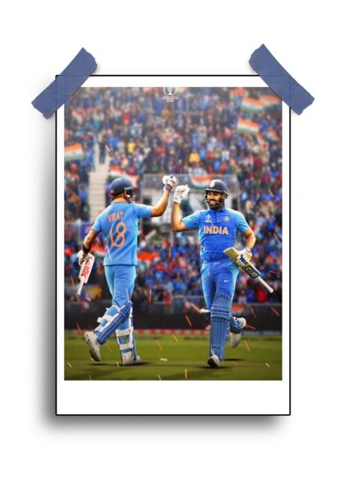 Indian Cricket Team Poster - Bleed Blue - 12"x18" Glossy/Matte Finish