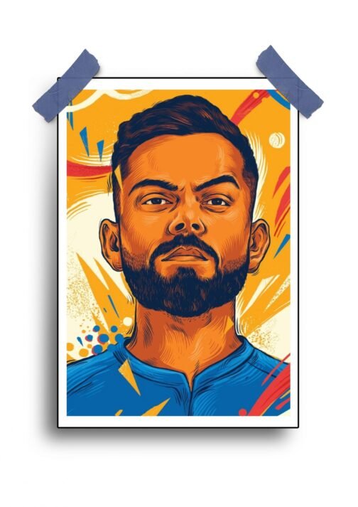 Virat Kohli Painted Poster - 12"x18" | Matte & Glossy Options