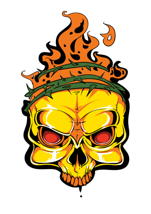 "Blazing Elegance: Fire Skull Design T-Shirts - Fiery and Striking Apparel" - Image 2