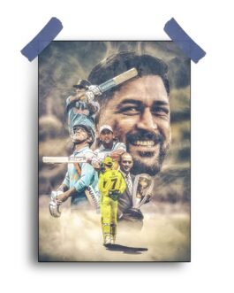 “MS Dhoni Brilliance: 12×18 Poster Illustrating Cricket Genius”