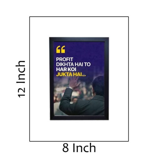 "Profit Dikhta hai toh haar koi zhukta hai 8x12 Inch Matt Coated Photo/Poster Frames: Embrace the Winning Spirit" - Image 2