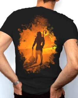 Black Cotton Tshirt For Men (Spiritual Strength Unleashed: Black Tee with Hanuman’s Inspiring Design)