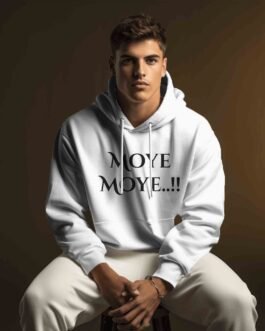 White Cotton Hoodie with Moye Moye Meme Design – Trendy Comfort