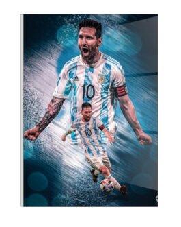 “Lionel Messi World Cup Glory: Canvas Art in Glass Acrylic Frame”