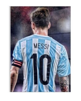 “Lionel Messi’s World Cup Moment: Canvas Art in Glass Acrylic Frame”