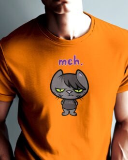 Orange Tshirt For Men (Elegantly Doodled Black Tee: Embrace the MEH Vibe in Style)